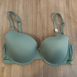 Victoria’s Secret PINK Wear Everywhere Lightly Lined Tshirt Bra Green 34…
